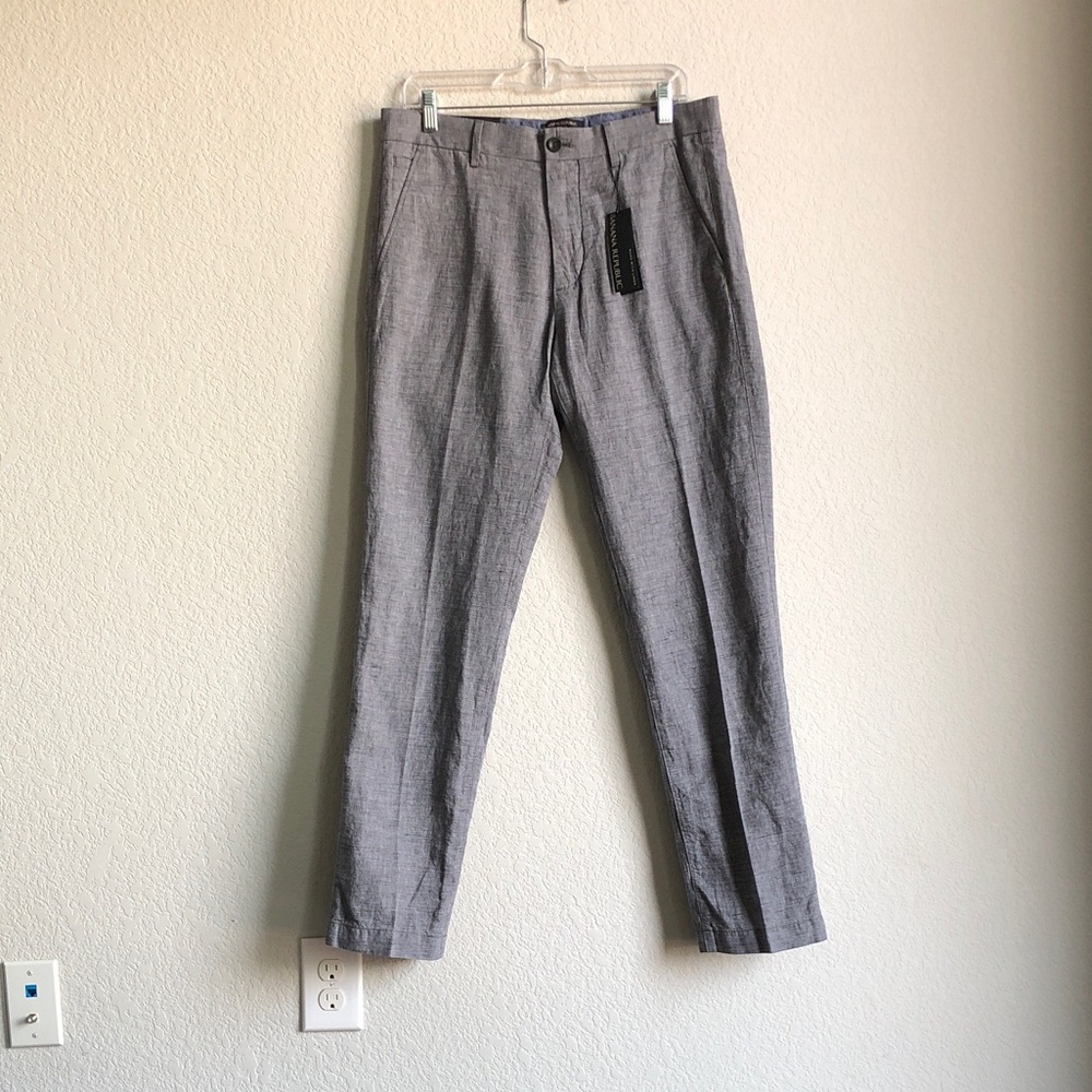 NWT Banana Republic Aiden Slim Fit Pant Linen Blend Grey